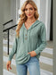 Drawstring Half Button Long Sleeve Hoodie nicholesgifts