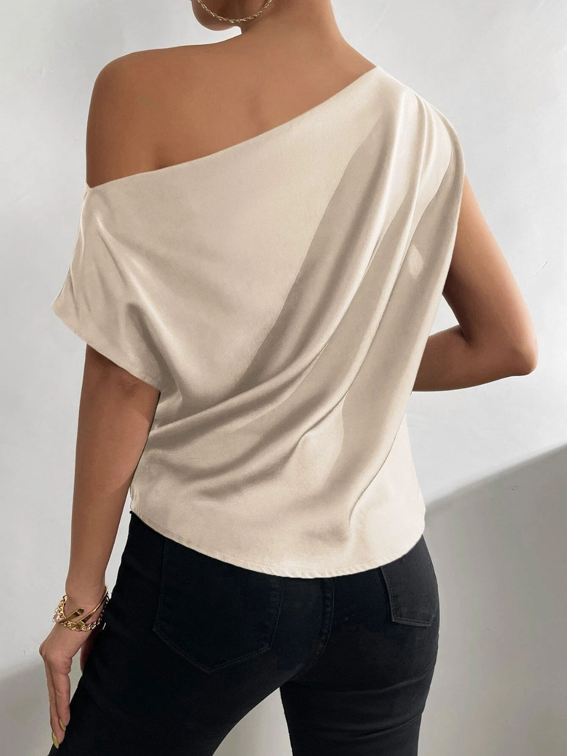 Ruched Single Shoulder Blouse nicholesgifts