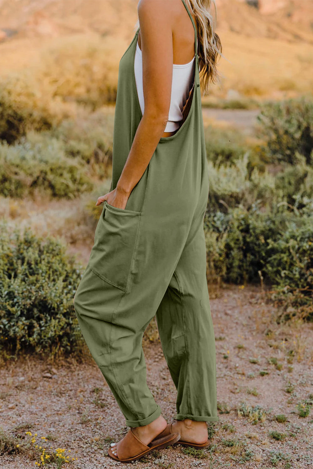 Double Take Full Size V-Neck Sleeveless Jumpsuit with Pockets nicholesgifts