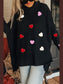 Women Valentine’s Day Heart Patched Turtleneck Long Sleeve Top nicholesgifts