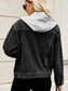 Drawstring Hooded Button Up Denim Jacket nicholesgifts