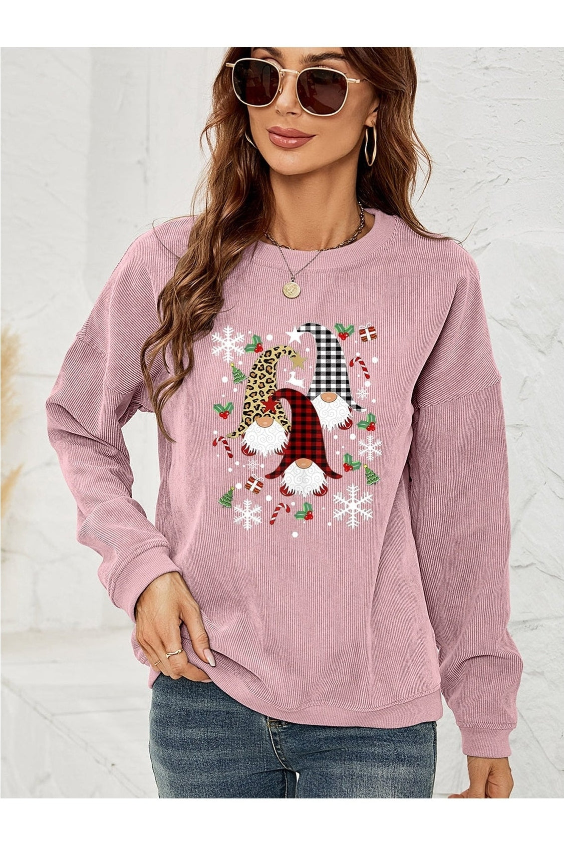Faceless Gnome Graphic Drop Shoulder Sweatshirt nicholesgifts