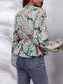 Floral V-Neck Balloon Sleeve Blouse nicholesgifts