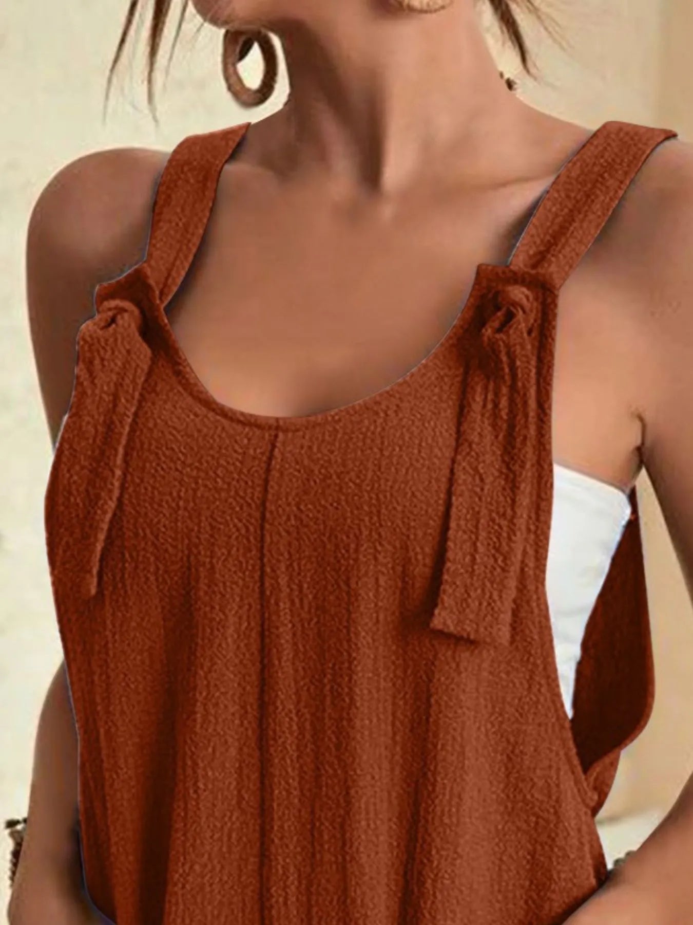 Full Size Knot Strap Romper with Pockets Plus Size nicholesgifts