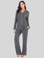 Collared Neck Long Sleeve Loungewear Set with Pockets nicholesgifts