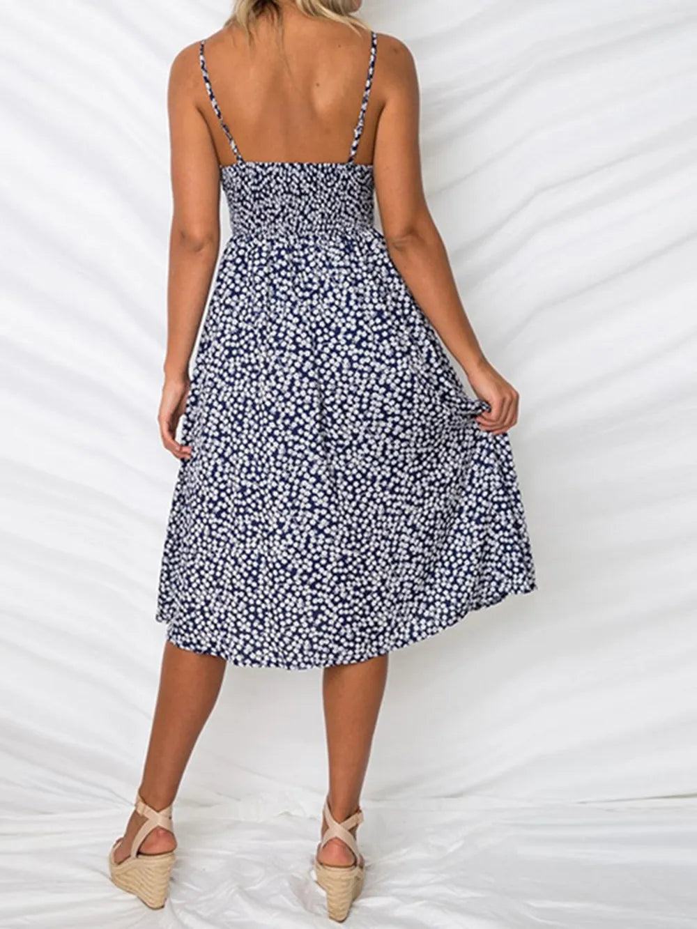 Cutout Smocked Sweetheart Neck Cami Dress nicholesgifts