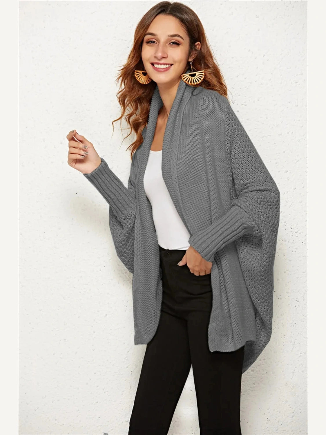 Angel Wings Open Front Batwing Sleeve Cardigan nicholesgifts