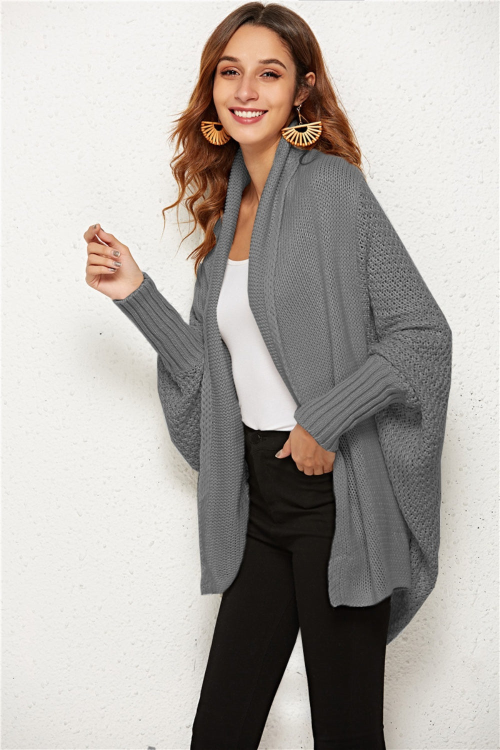 Open Front Batwing Sleeve Cardigan nicholesgifts