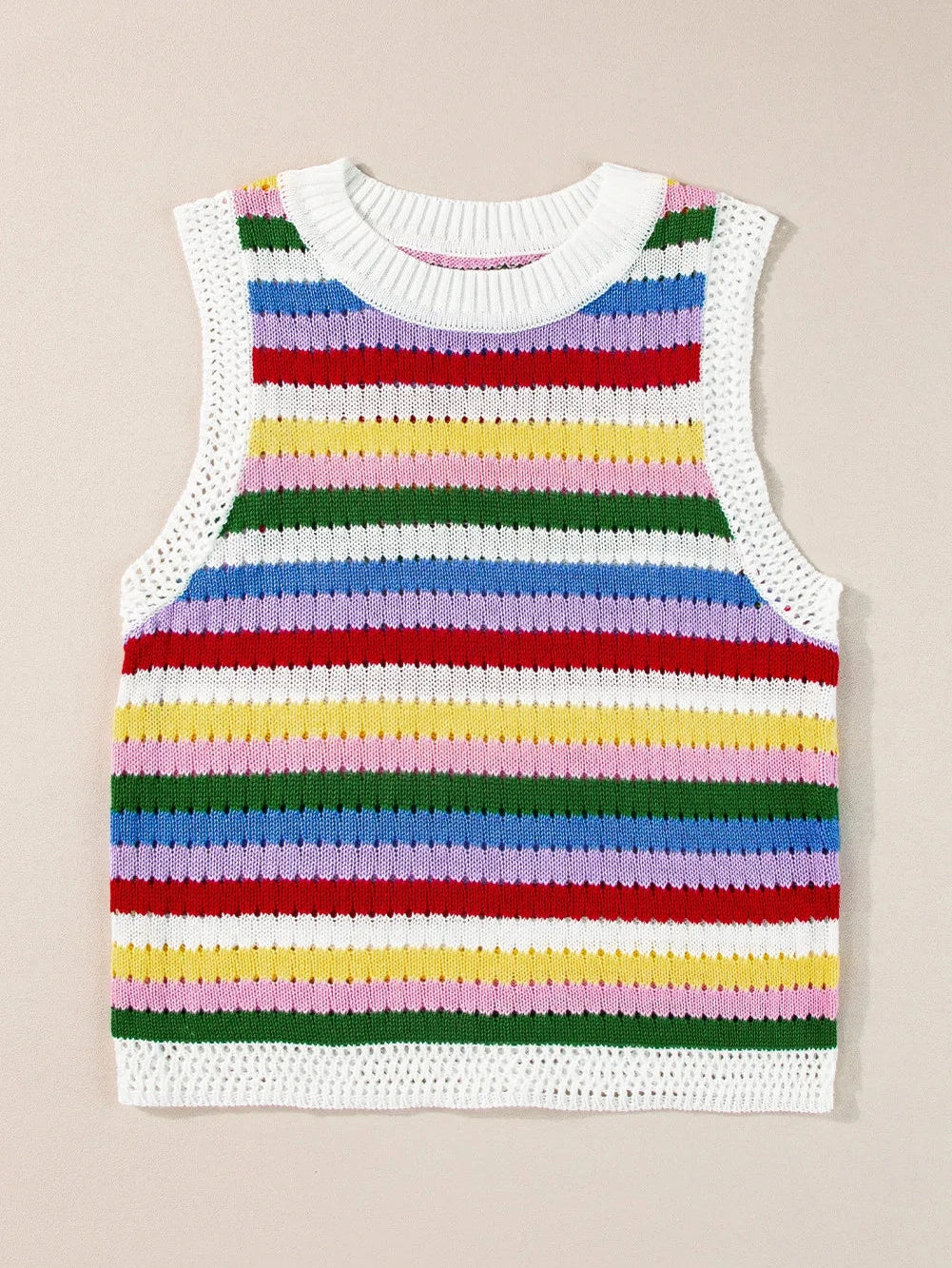 Contrast Round Neck Sweater Vest nicholesgifts