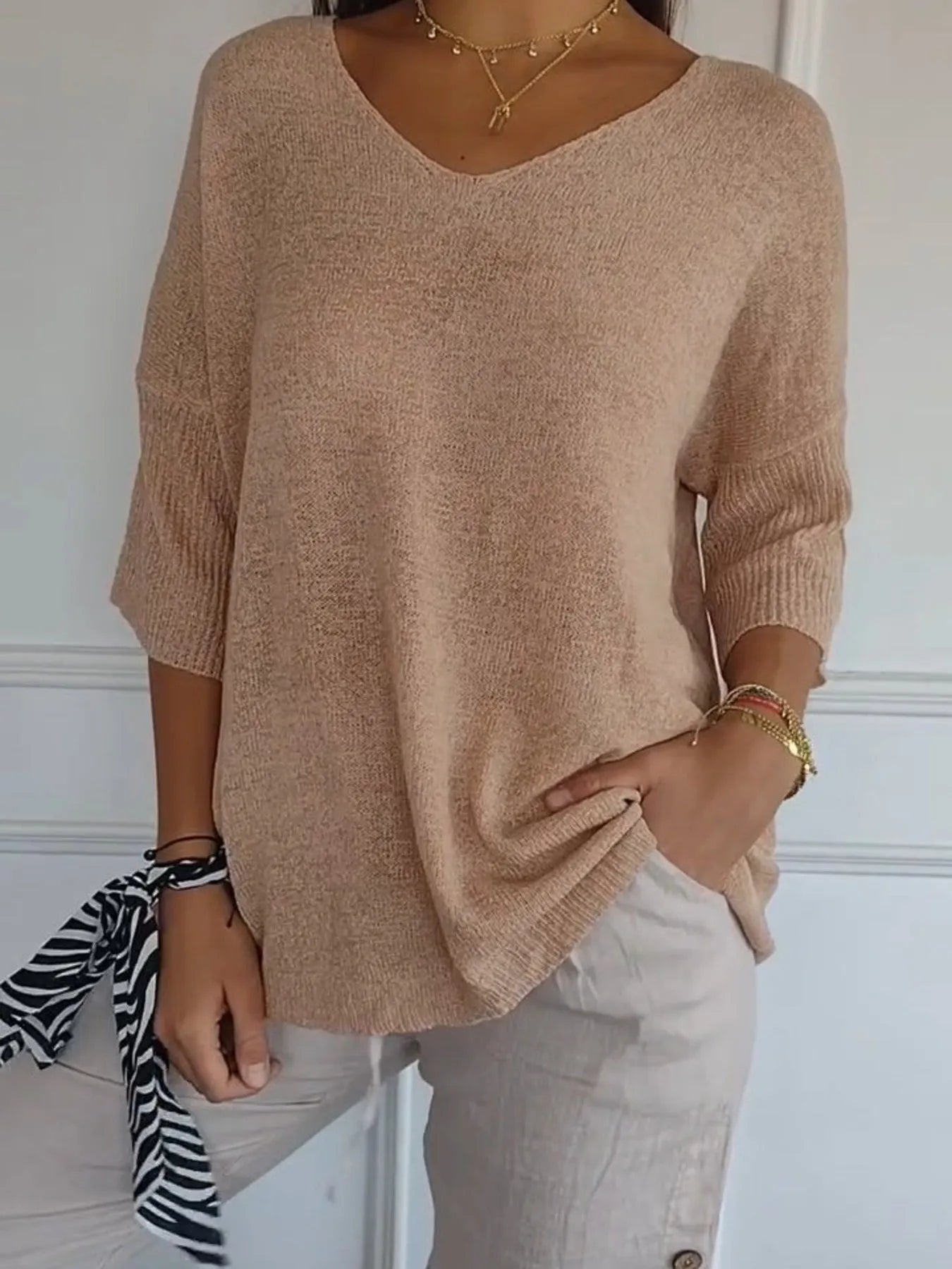 Full Size Relaxed Fit Ribbed Hem Sweater Plus Size