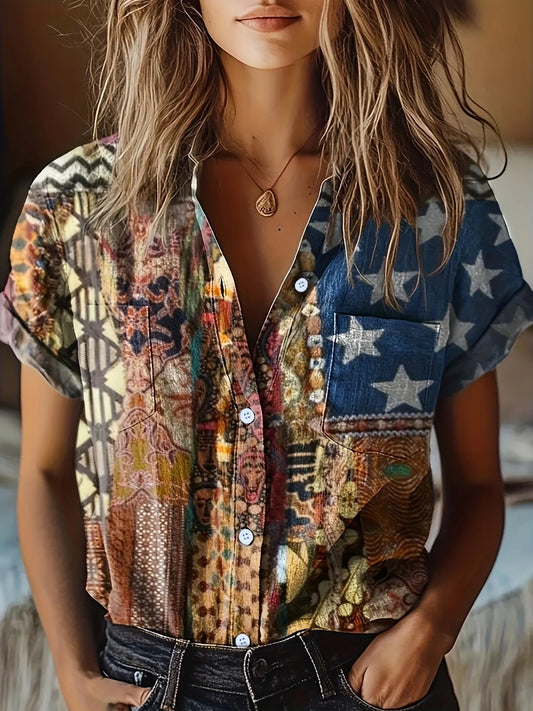 Button-Up Short Sleeve Shirt Trendsi