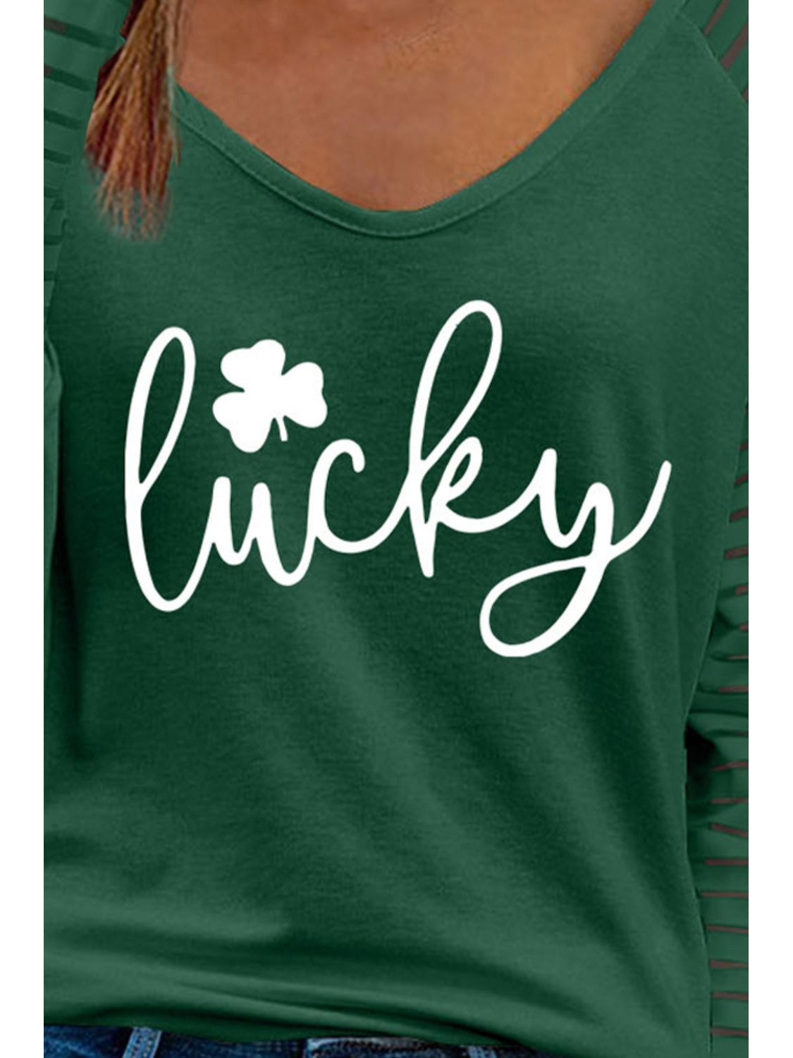 LUCKY V-Neck Raglan Sleeve Blouse nicholesgifts