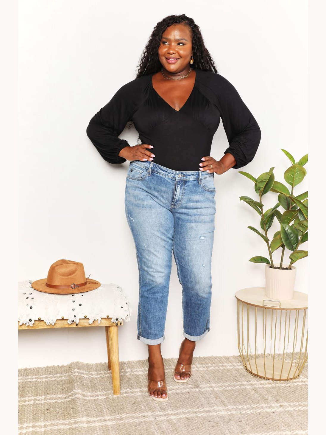 Culture Code Full Size V- Neck Bodysuit