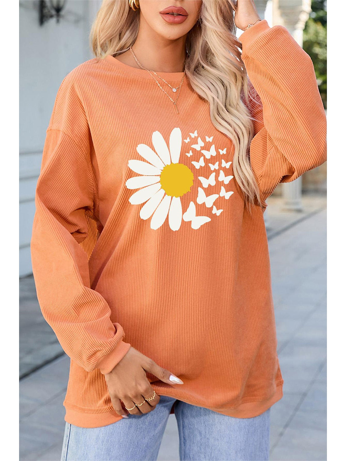 Women Graphic Round Neck Long Sleeve Sweatshirt nicholesgifts