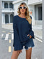 High-Low Slit Round Neck Long Sleeve Sweater nicholesgifts