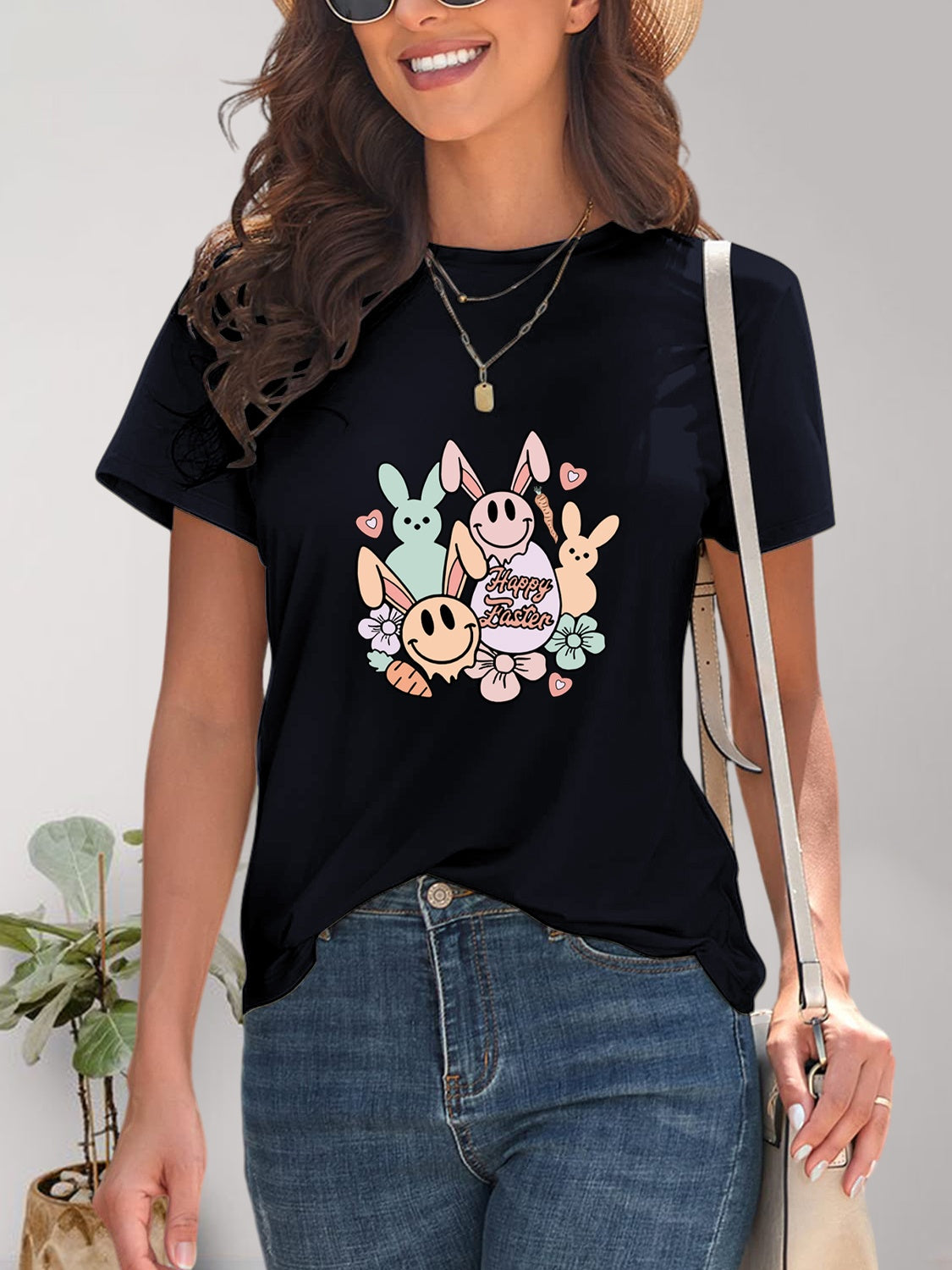 Women Graphic Round Neck Short Sleeve T-Shirt - Nicholesgifts.online