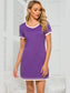 Contrast Trim Short Sleeve Lounge Dress nicholesgifts