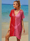 Double Take Openwork Contrast Slit Knit Cover Up nicholesgifts