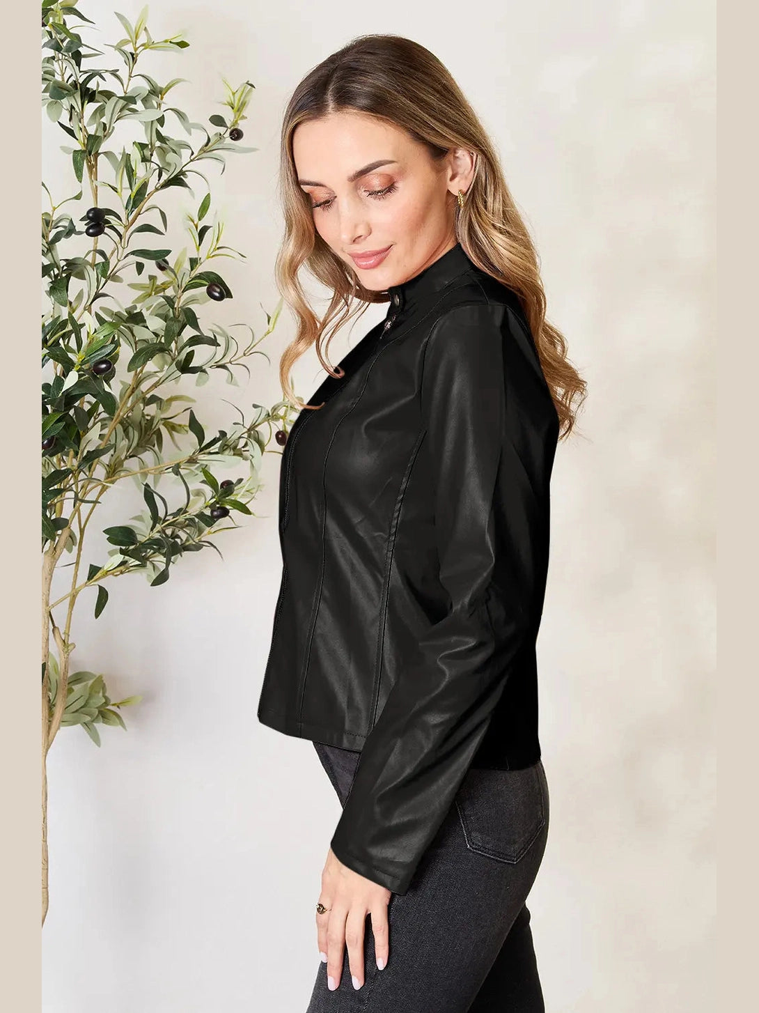 Mock Neck Zip Up Jacket nicholesgifts