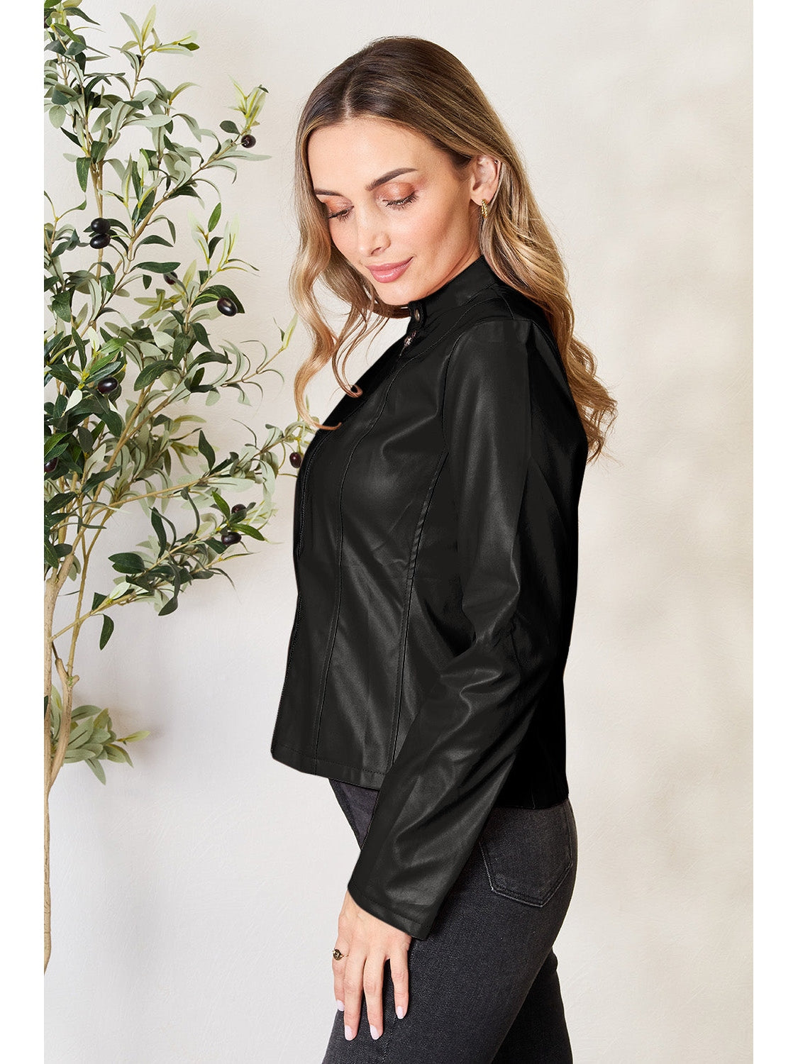 NicholesGifts Women Mock Neck Zip Up Jacket NicholesGifts