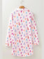Printed Collared Neck Long Sleeve Lounge Dress nicholesgifts