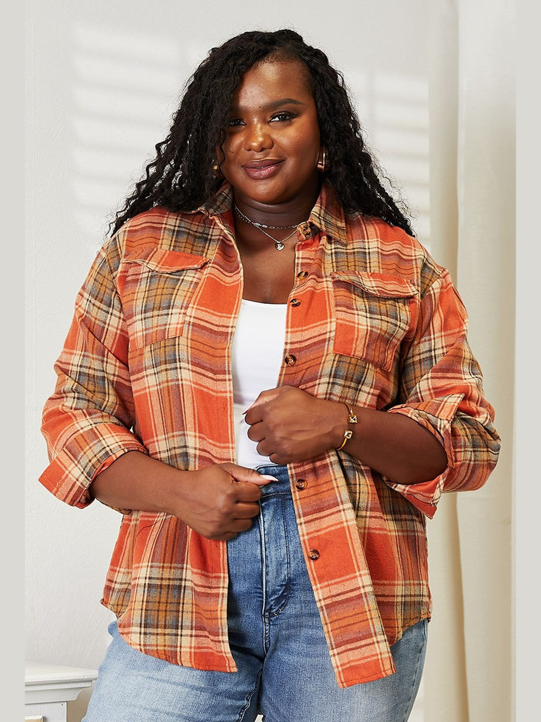 Mandy Plaid Dropped Shoulder Shirt NicholesGifts