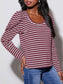 Striped Round Neck Long Sleeve T-Shirt nicholesgifts
