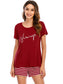 Graphic Round Neck Top and Striped Shorts Lounge Set nicholesgifts