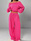 Boat Neck Long Sleeve Top and Pants Set nicholesgifts