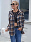 Ivy Lane Plaid Button Up Long Sleeve Hooded Jacket nicholesgifts