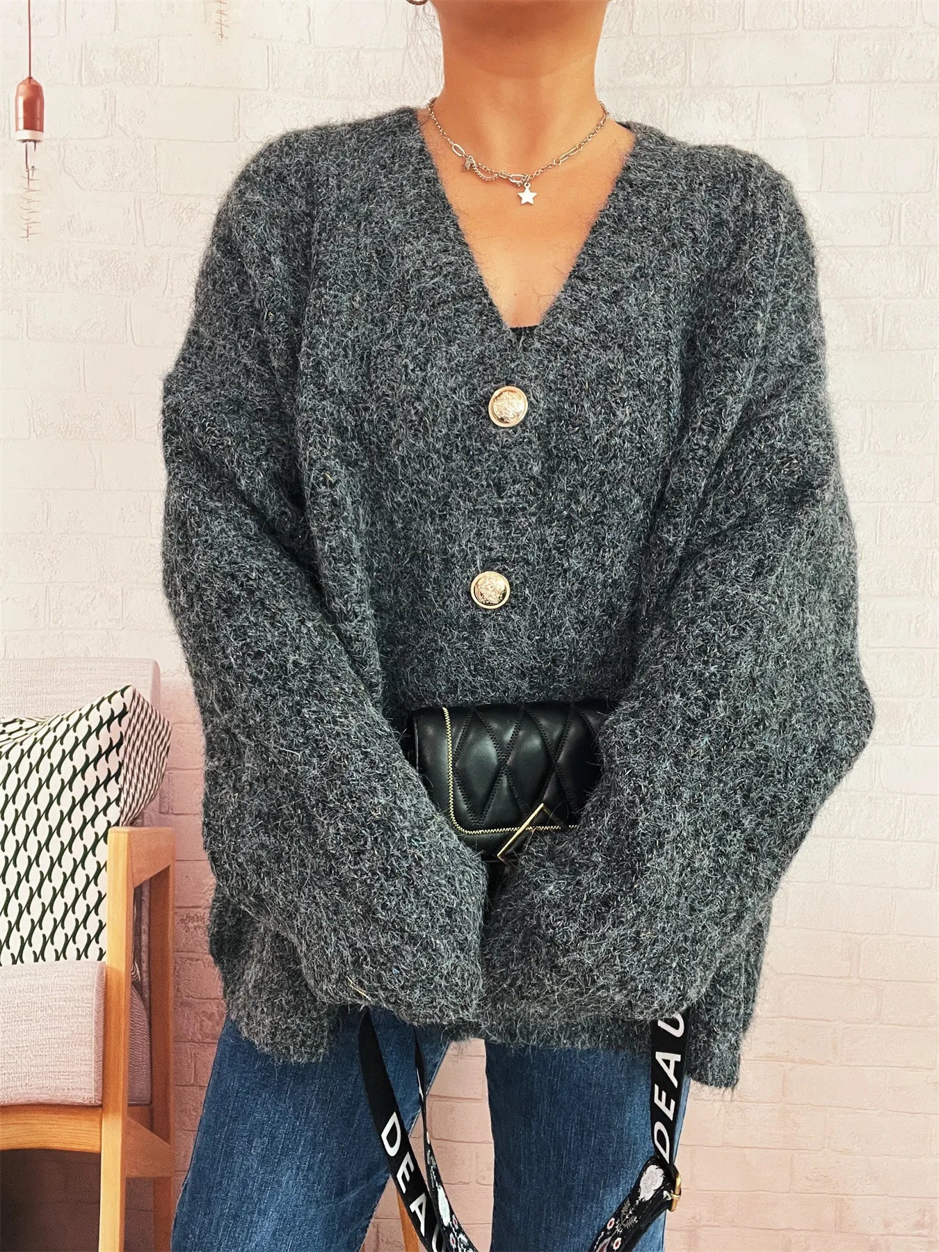 Cable Knit Button-Up Cardigan