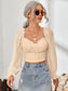 Mesh Sweetheart Neck Flounce Sleeve Top nicholesgifts