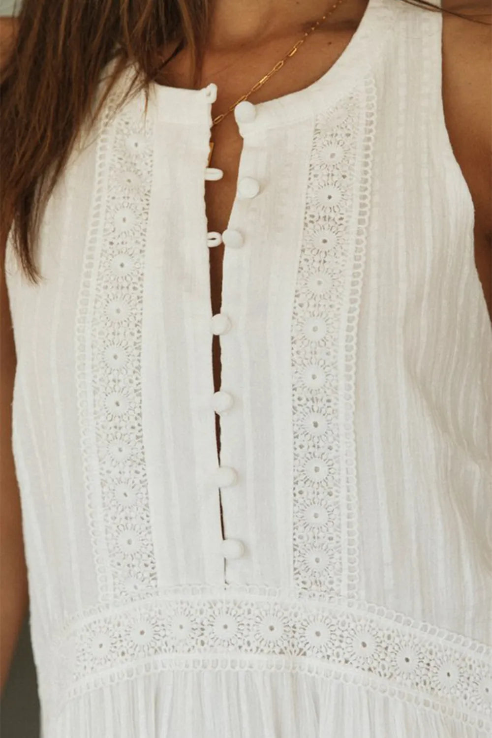 Half Button Sleeveless Mini Dress Trendsi