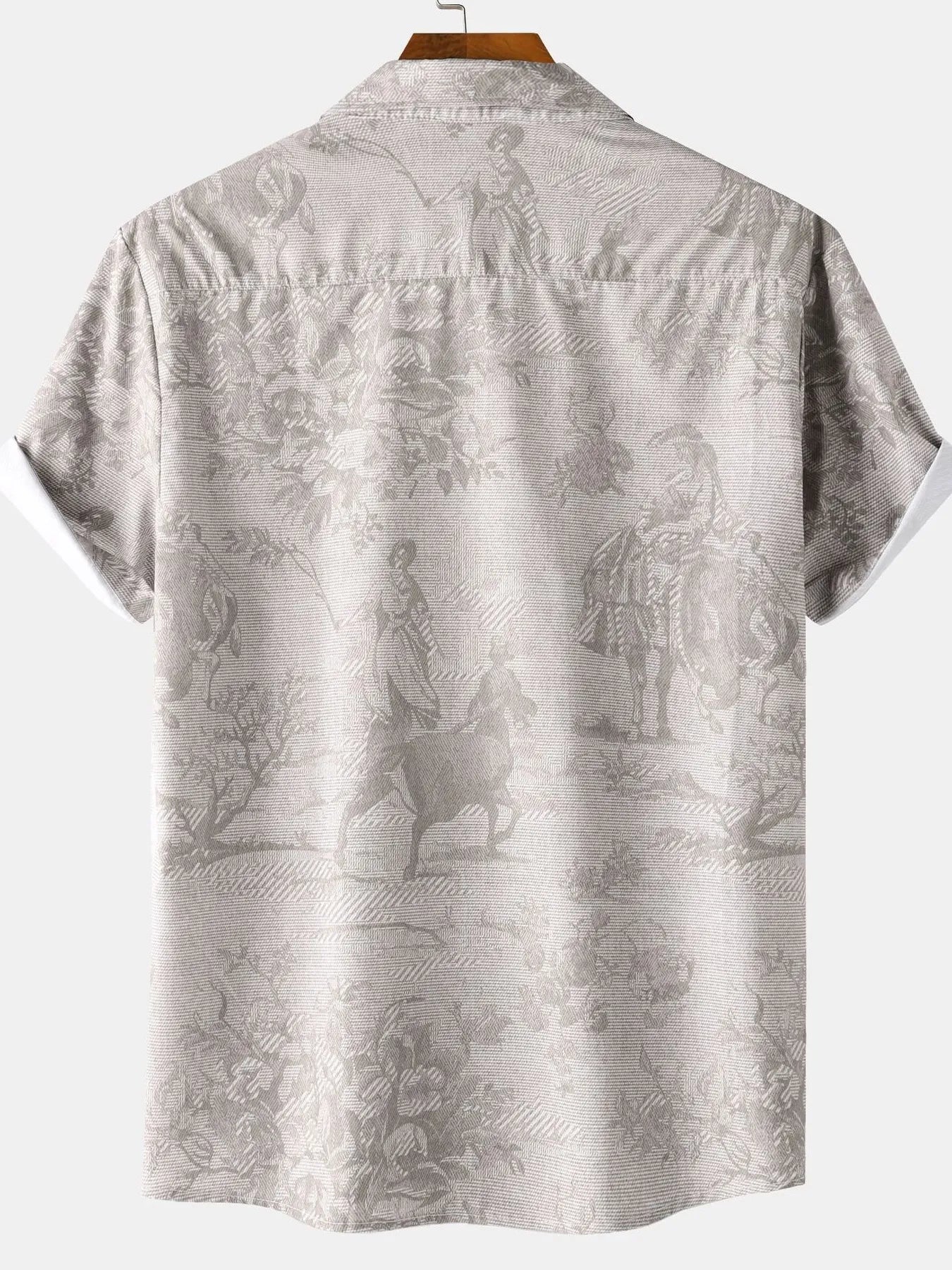 Men's Vintage Print Short Sleeve Casual Shirt NicholesGifts