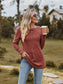 Ribbed Round Neck Long Sleeve Tee nicholesgifts