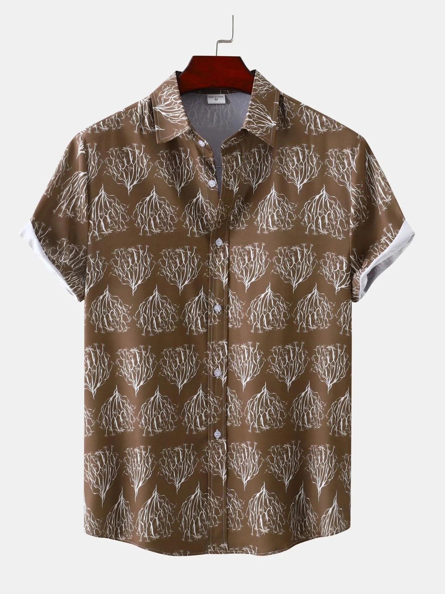Men's Plus Size Printed Short Sleeve Button Down Shirt NicholesGifts