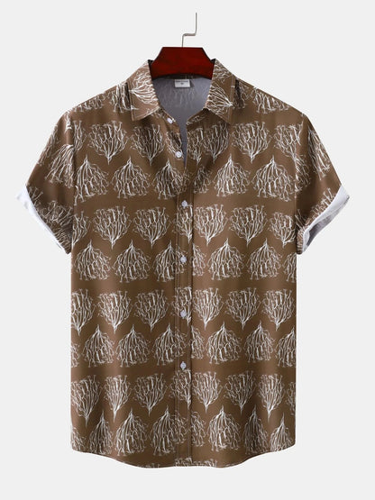 Men's Plus Size Printed Short Sleeve Button Down Shirt nicholesgifts
