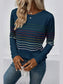 Striped Round Neck Long Sleeve T-Shirt nicholesgifts