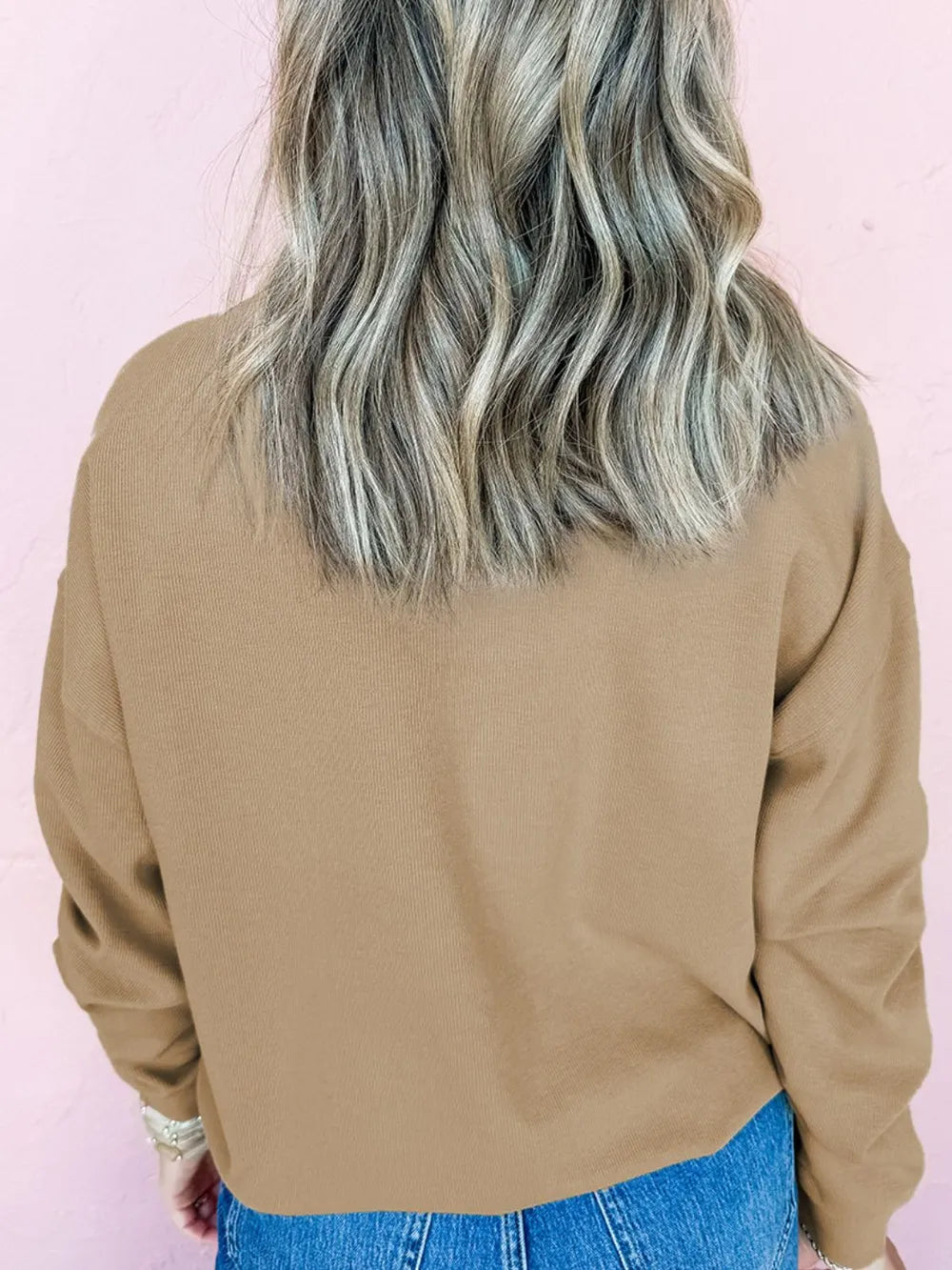 Embroidered Clover Pattern Round Neck Sweatshirt Trendsi