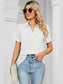 Women Johnny Collar Short Sleeve Blouse nicholesgifts