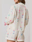 Bow Printed Collared Neck Top and Drawstring Shorts Lounge Set nicholesgifts