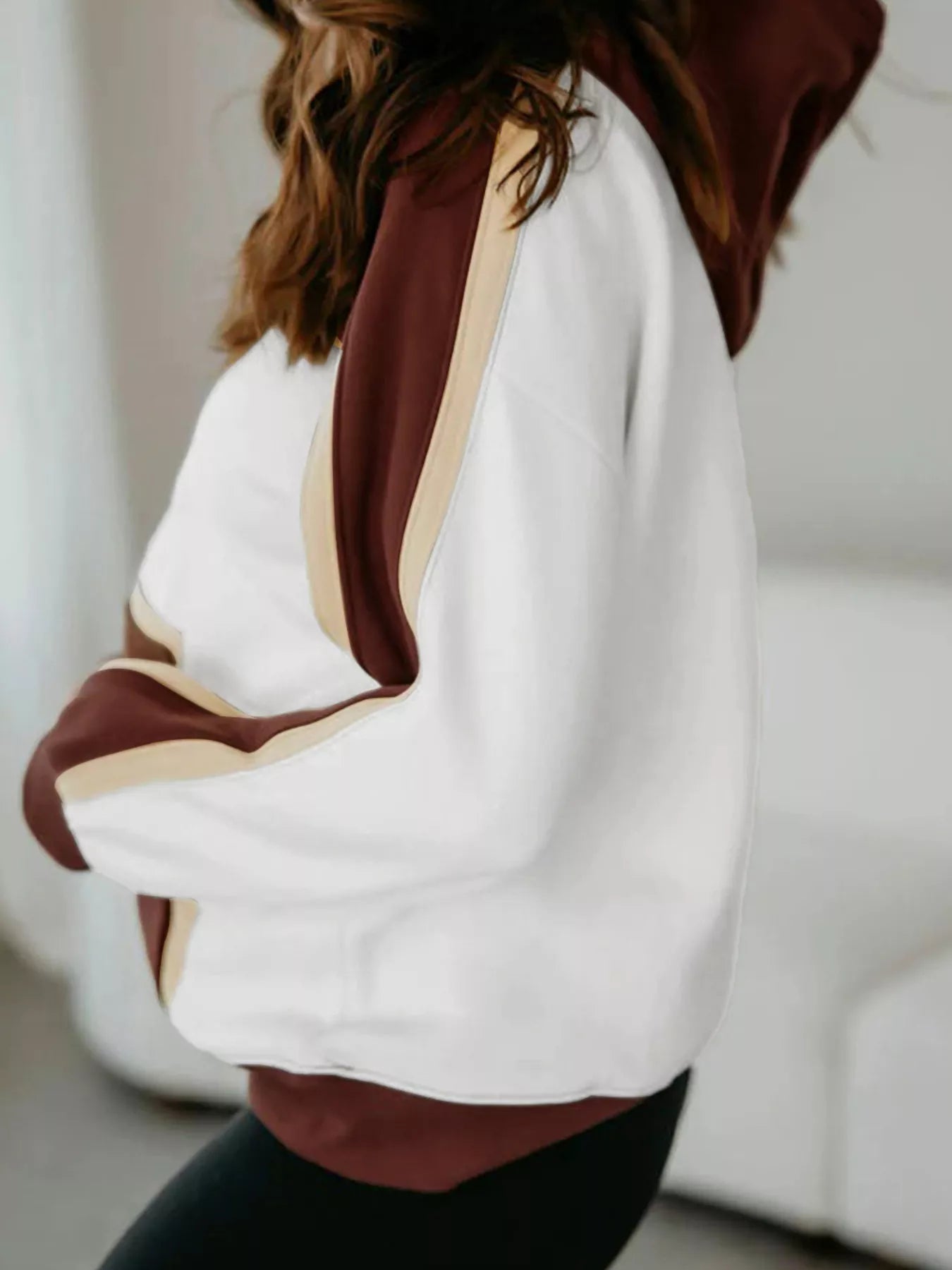 Color Block Patchwork Hooded Sweatshirt nicholesgifts