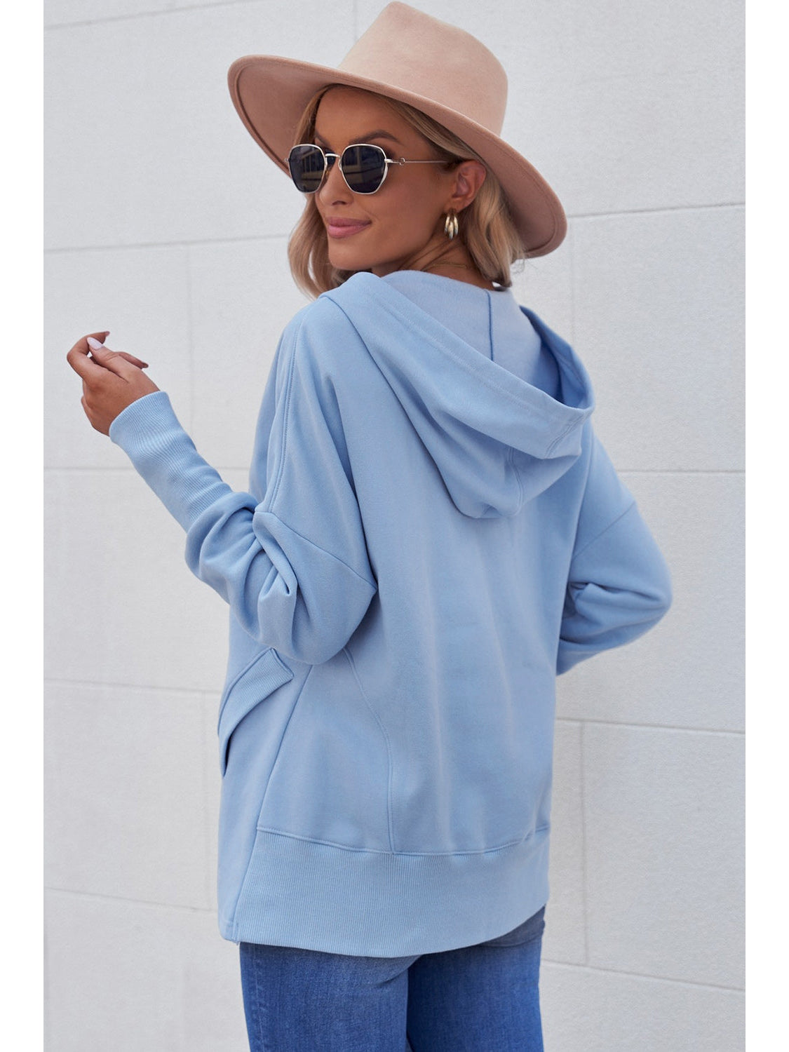 NicholesGifts Women Quarter-Snap Dropped Shoulder Hoodie NicholesGifts