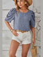 Swiss Dot Round Neck Short Sleeve Blouse nicholesgifts