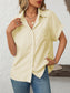 Mandy Pocketed Striped Collared Neck Short Sleeve Shirt nicholesgifts