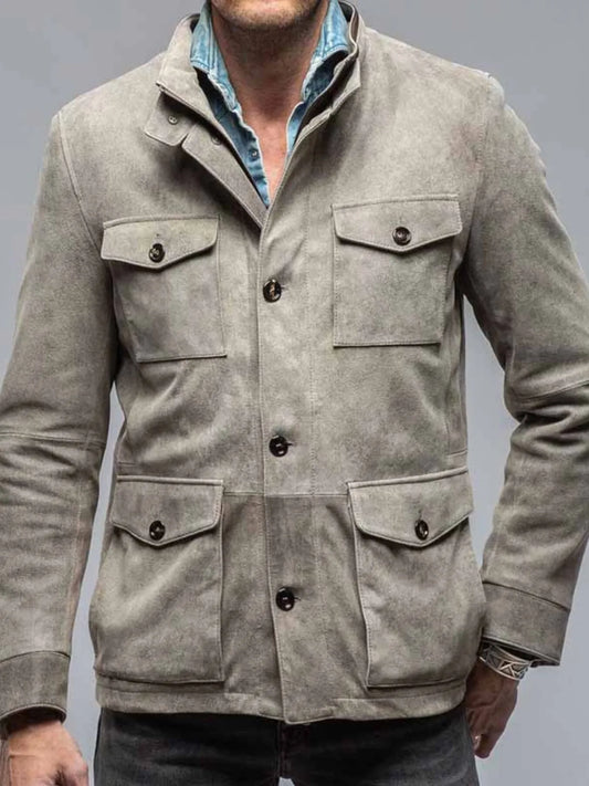 Men's Full Size Multi-Pocket Long Sleeve Jacket Plus Size Trendsi