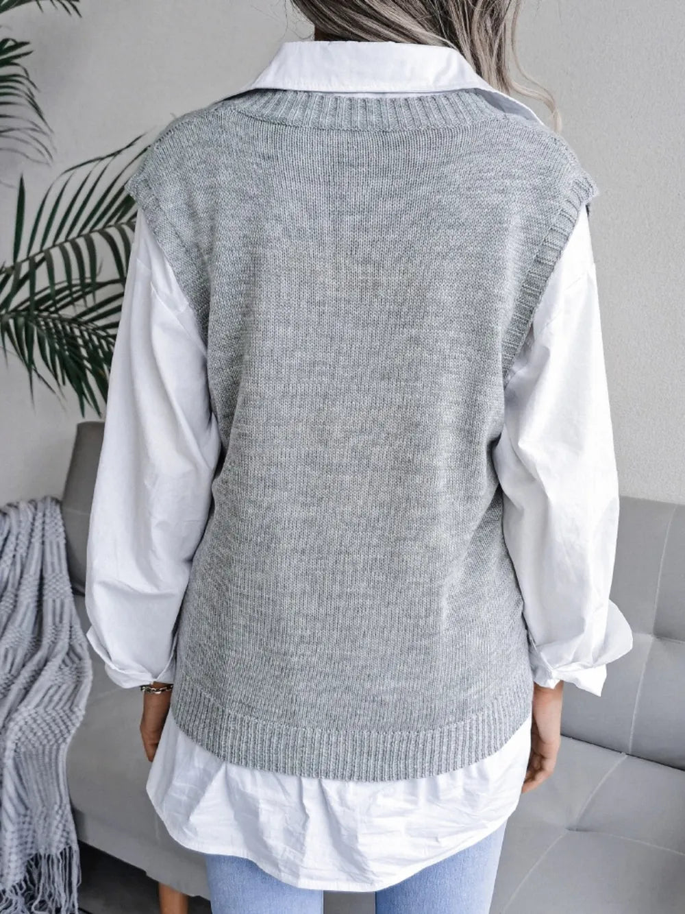 Openwork V-Neck Sweater Vest nicholesgifts