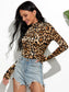 Leopard Mock Neck Long Sleeve T-Shirt nicholesgifts