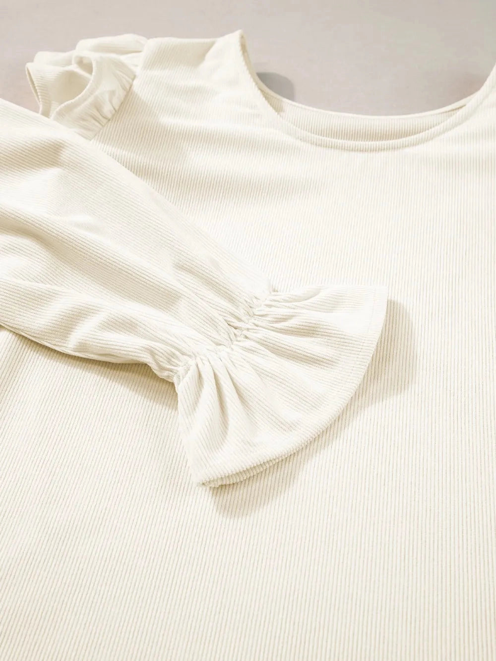 Ruffled Round Neck Flounce Sleeve Top NicholesGifts