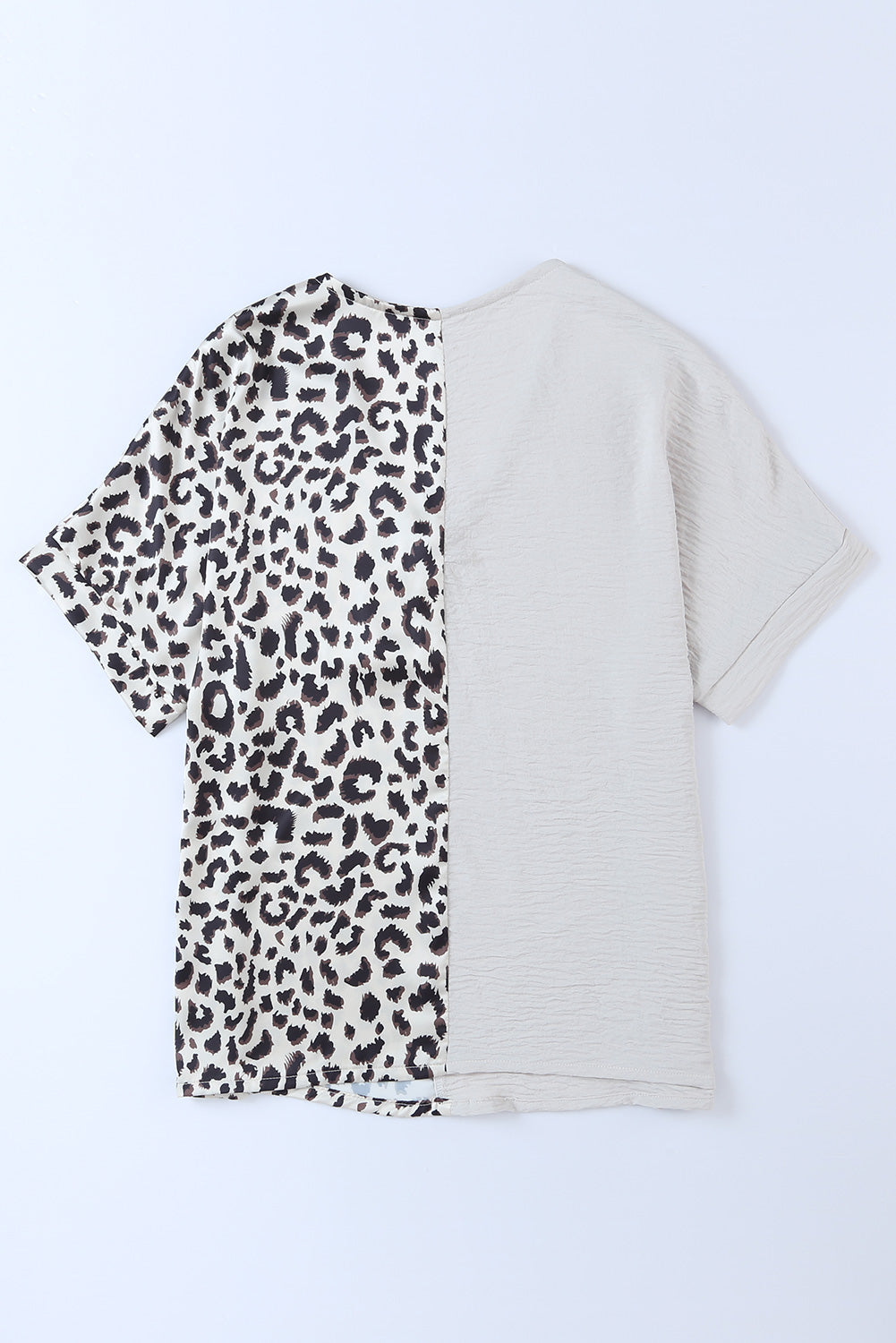 Leopard Color Block V-Neck Blouse nicholesgifts